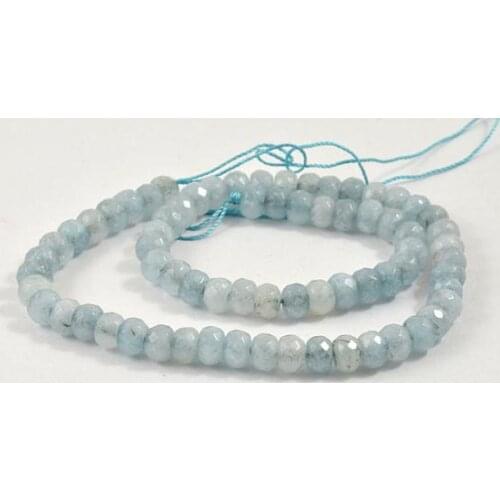 Unique Pearls jewellery Store Charm 7X5MM Heishi Faceted Aquamarine Quartz Gemstone Loose Beads One Full Strand 15'' LC3-0273