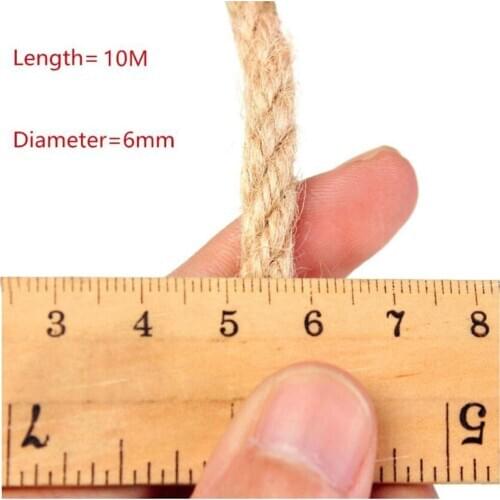 10M Twisted Burlap Jute Twine Home Decor Cat Rope Thick Natural Hemp Cord Sisal Rope 6mm