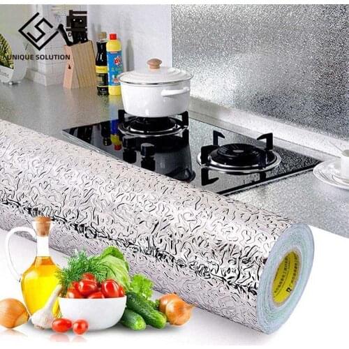 3M/5M/10M Aluminum Foil kitchen wallpaper waterproof self adhesive wallpaper sticker adhesive paper for furniture
