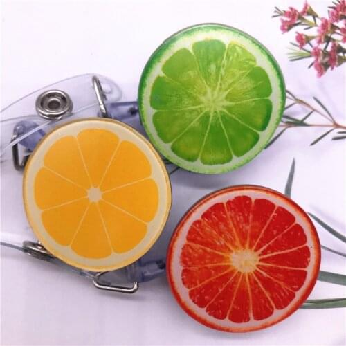 Colorful Cute fruit Retractable Pull Badge ID Lanyard Name Tag Card Badge Holder Reels Key Ring Chain Clips student supplies