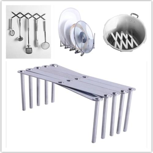 Retractable Pot Lid Holder Spoon Rest Stand For Lids Stainless Steel Pan Cover Stand Scoop Holder Organizer Covers Cookware