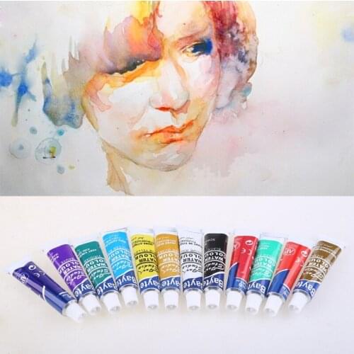 WXTB 12 Colors Tubes 6ml Paint Tube Drawing Painting Watercolor Pigment Set With Brush Art Supplies