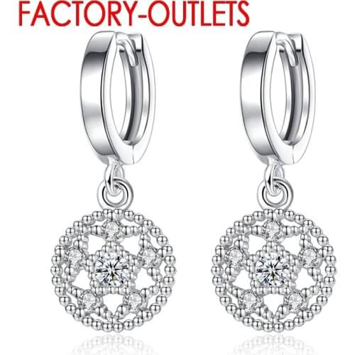 Top Sale High Quality Cute Jewelry For Women Korean Fashion Style 925 Sterling Silver Bridal Earrings With Bright Round Pendant