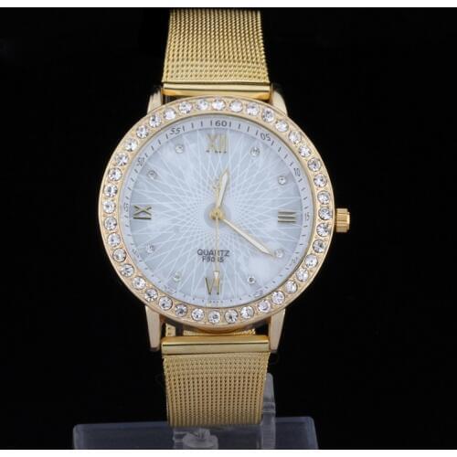 Golden Metal Watch Women casual dress women wristwatch Gold Roman quartz nacre shell face dropshipping A045