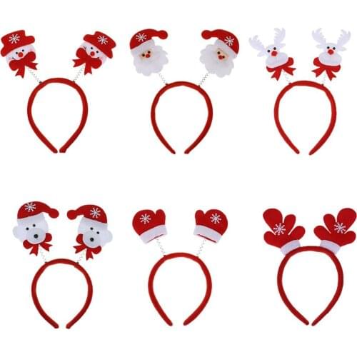 1PCS Cute Christmas Theme Headband Santa Snowman Deer Bear Glove Non-woven Kids Head Clasp Xmas Gift Home Decoration