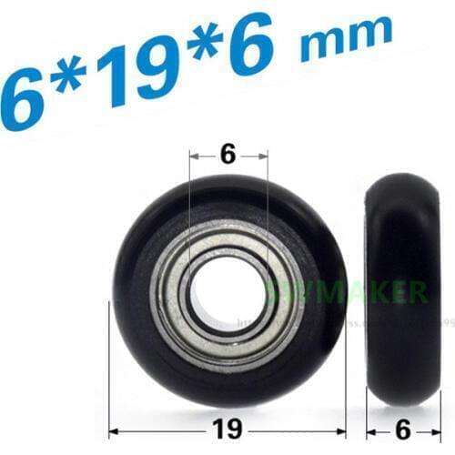 10pcs 6*19*6mm R type 686 Bearing Plastic-coated POM Wheel, Drawer/Showcase/Automation Equipment Guide Wheel