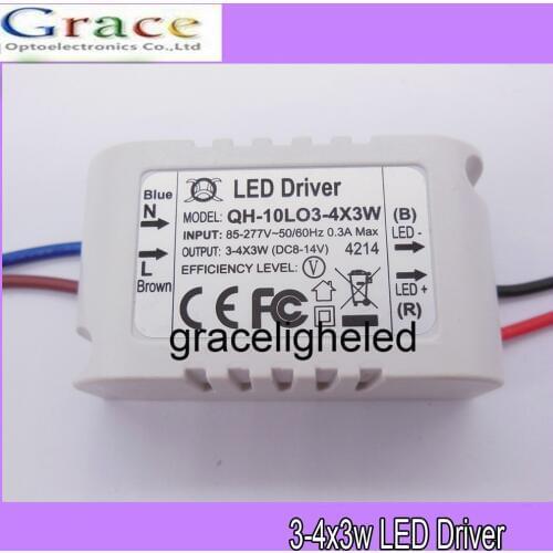 10pcs/lot 3x3W 4x3W 3-4x3W LED Driver 9W 12W 600mA External Transformer For Ceiling Light Lamps