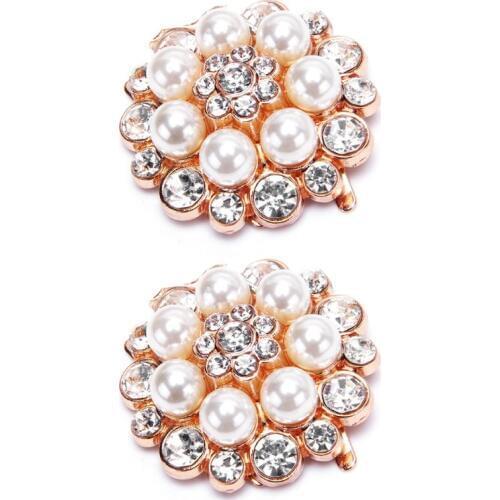 2 Pcs/Set Shoe Clip Women Lady Shoes Decoration DIY High Heel Sandals Charms Luxury Pearl Rhinestone Fashion Unique Floral