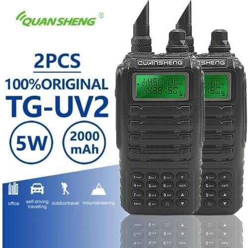 2pcs Quansheng TG-UV2 Walkie Talkie Dual Band Ham Vhf Uhf Mobile Radio PTT Handheld Interphone TG UV2 Two Way Radio Transceiver