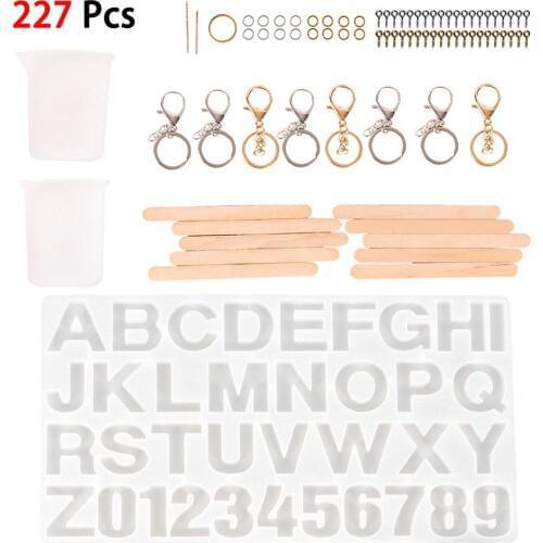 227pcs/set Letters Resin Mold Jewelry Kits Home Made Craft DIY Art Epoxy Casting Concrete Plaster Candle Keychain Silicone Mold