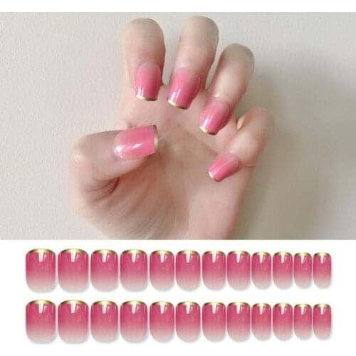 24Pcs/Box False Nails Nail Tips for Women Art Manicure Stylish Self-Adhesive ABS Reusable Fashion Color Fake Nails for Female