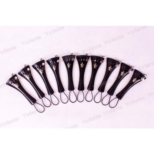 4/4 Violin Parts 10 pcs Black Ebony Violin Tailpiece+Fine Tuner+tail gut #AC32
