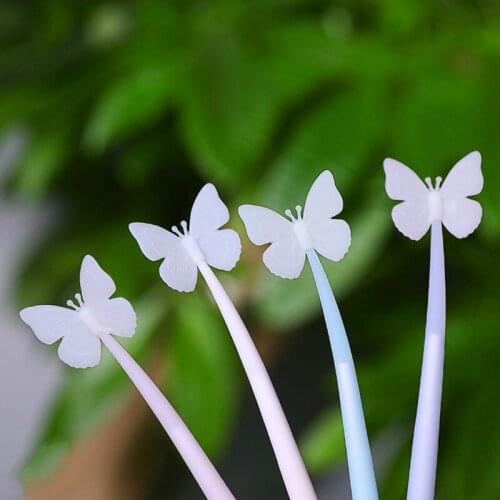 48PCS Cartoon Butterfly Silica Gel Pen Creative In Case of Light-Induced Discoloration Butterfly Soft Pen Stationery