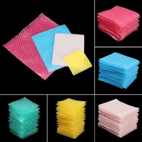 50pcs Plastic Protective Wrap Envelope Candy Color Bubble Foam Packing Bags PE Clear Bubble Bag Shockproof Bag Double Film Cushi