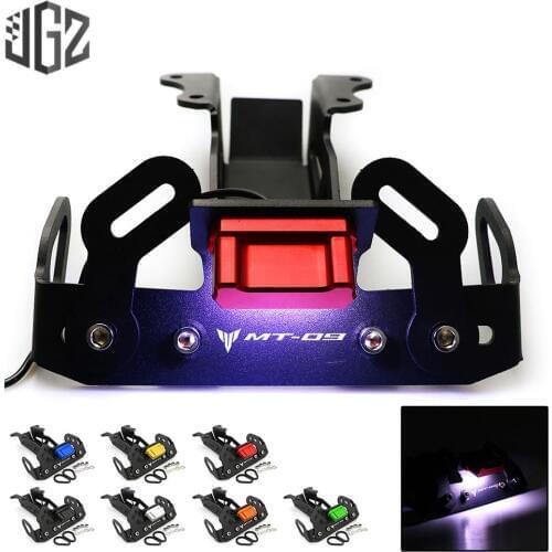 Motorcycle CNC Aluminum License Plate Holder Rear Bracket Frame Tail with LED Light for YAMAHA MT09 2014 2015 2016 Accessories