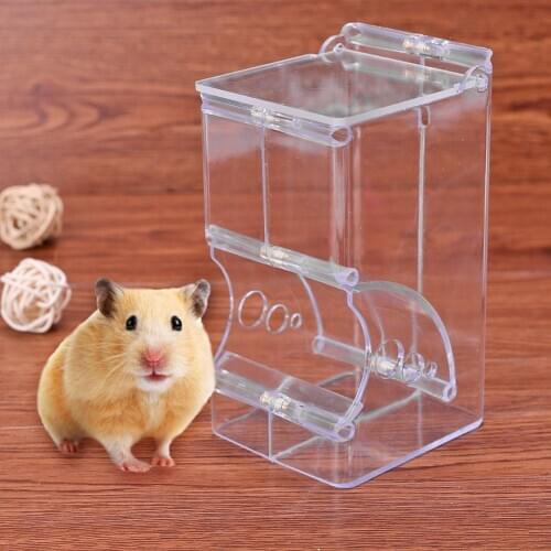 Hamster Automatic Food Dispenser Feeder Samll Animal Food Bowl Plastics Durable Strong Simplicity Clear Overturn Prevent