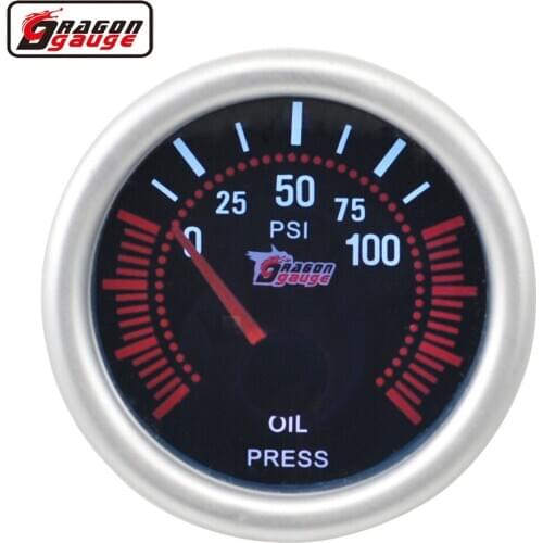 Dragon 2" 52mm Auto Oil Pressure Meter White Backglight Car Engine Gauge 0-100 PSI Sensor 1/8 NPT Free Shipping