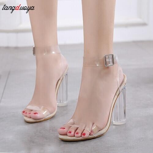 Stripper heels sandals sexy transparent high heels pumps women shoes ladies party shoe woman high heel wedding shoes talon femme