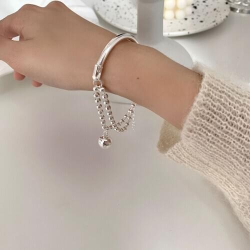 S925 Sterling Silver Bracelet For Women Korean Ball Bracelet Simple Student Bracelet Jewelry Wholesale