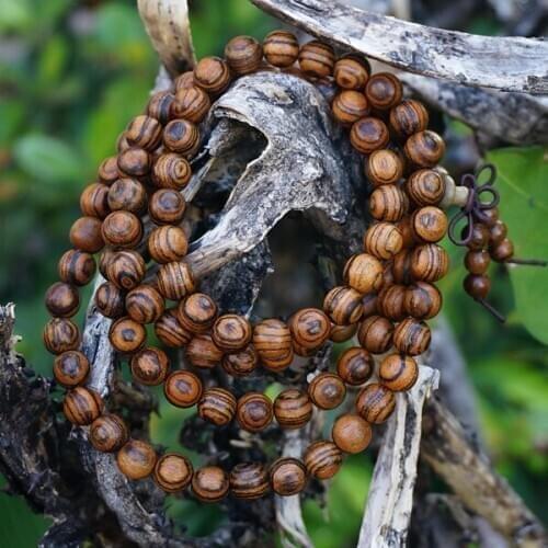 8mm * 108 Natural Sandalwood Beads Spiral Lines / Tiger Skin / Loose Beads Japa Mala Prayer Bracelet Necklace DIY Accessories