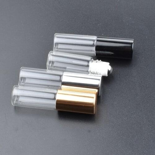 50pcs/lot 3ml Essential Oil Bottle With perfume box Roller Ball sample bottle Glass Roll On Durable Cosmetic Containers
