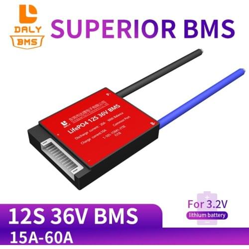 Daly 12S 36V 15A 20A 30A 40A 50A 60A Waterproof BMS For Lifepo4 Battery With Same Port or Separate Port for lithium battery