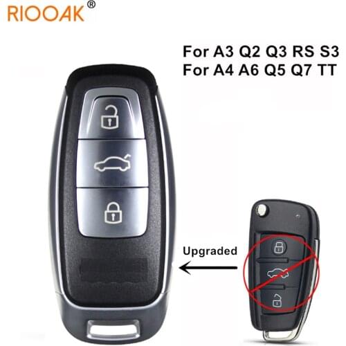 For Audi A3 A4 A6 A8 Q2 Q3 Q5 Q7 R3 RS3 RS5 TT Upgraded Keyless Remote Key Shell Case for START ENGINE SYSTEM 3 Buttons