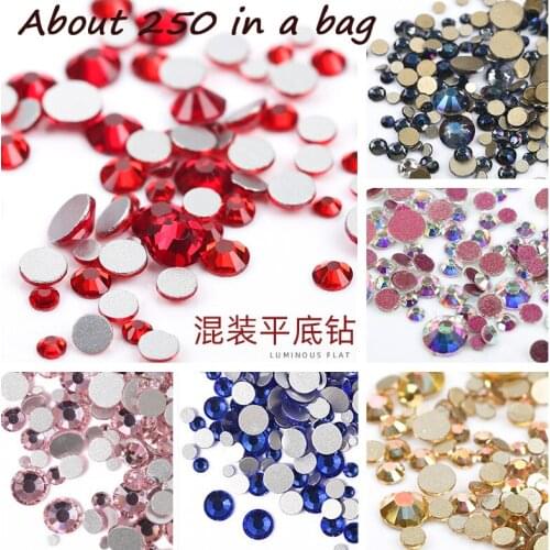 Nail Drill Bag Round Flat Bottom Drill Mixed Super Flash Nail Accessories Water Drill Mobile Phone Case Nail Stickers