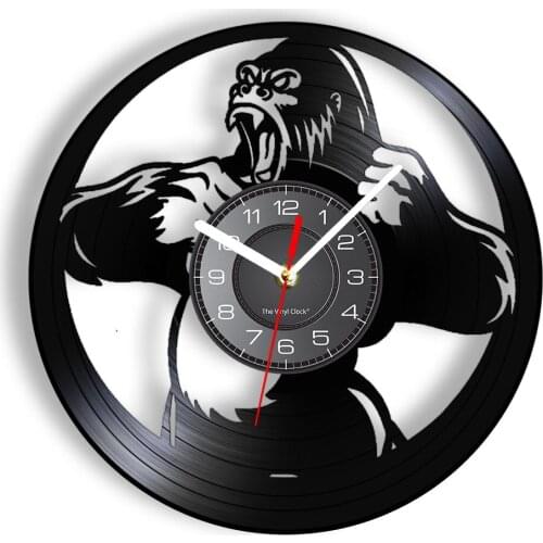 Giant Gorilla Movie Inspired Vinyl Record Wall Clock Angry Ape Monster Artwork Kid Room Clock Screaming Monkey Vinyl Disk Crafts