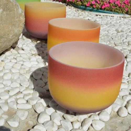 HF 11 inches Frosted Crystal Singing Bowl With Rainbow Colorl CDEFGAB