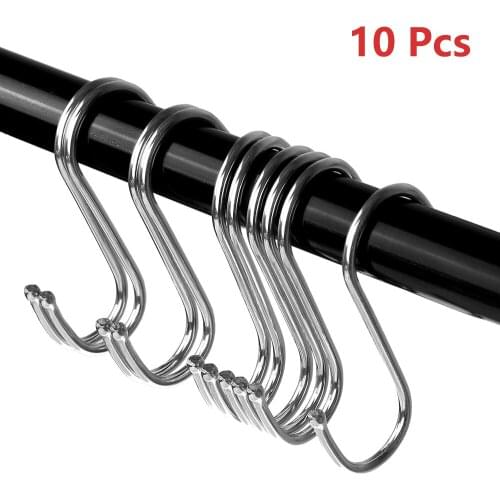 10pcs / Set Metal S Type Kitchen Bathroom Bedroom Hook Up Stainless Steel Super Load-Bearing Multifunctional Hooks Drop Shipping