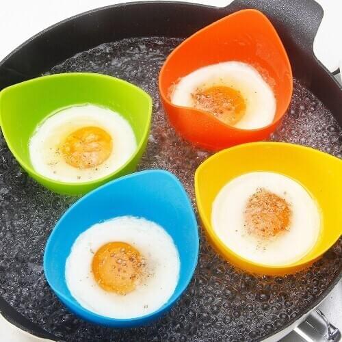 Kitchen Utensils Egg Poachers Cup Cooking Tools Silicone Egg Cooker Accessories Egg Steamer With Ring Standers Gadget