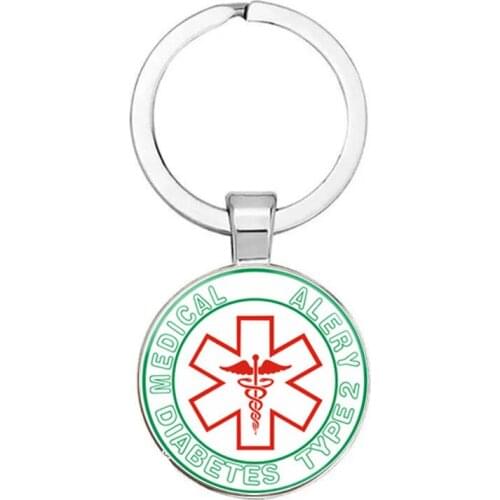 Hot Sale Jewelry Alloy Glass Fashion Keychain Medical Logo Snake Stick Time Gemstone Necklace Pendant Key Chain