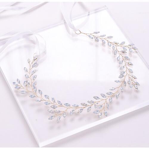 Fashion Gold Headbands Milk Crystal Bridal Hairbands Handmade Women Hair Accessories Headpiece Party Hair Jewelry Pageant Crowns