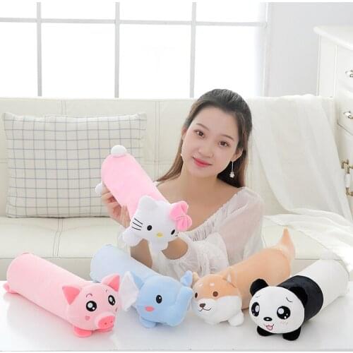 35x10 cm Soft Cartoon Panda Husky Animal Latex Pillow Plush Toy Nap Pillow Office Item For Noon Break