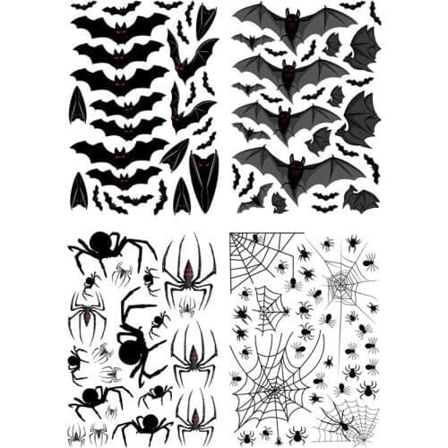 Holiday DIY Decorations Stickers Halloween Bat Spider Stickers Personalized Creative Stickers Cabinet Electrostatic Non-sticky