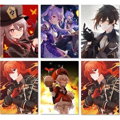 Genshin Impact Canvas Painting Game Wall Art Posters and Prints Bedroom Poster Anime Study Bedroom Bar Cafe Wall