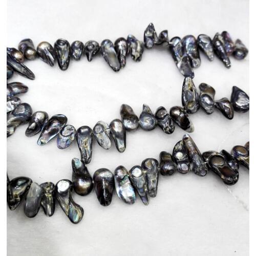 Natural Freshwater Pearl 8-16mm Bright Silver Gray Color Baroque Pearl highlight pearl 37cm Strand Loose Beads women Jewelry