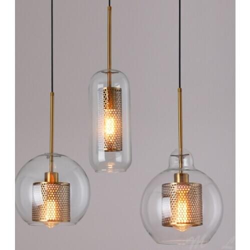 Nordic Led Industrial Lamp Retro Pendant Lights Glass Hanging Lamp for Kitchen Living Room Bedroom Lamp E27 Lighting Fixtures