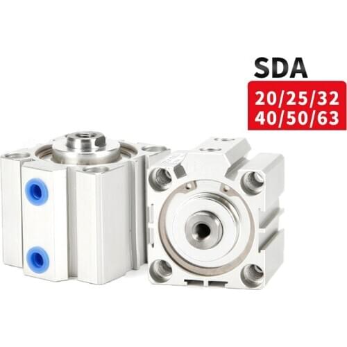 Air Cylinder SDA series Pneumatic Compact airtac type 16 20 25 32 40 50 63mm Bore to 5 10 15 20 25 30 35 40 45 50mm Stroke