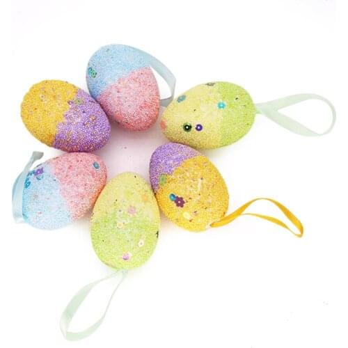 Painted Bird Pigeon Eggs 6pcs/set Foam 5*7cm Easter Party Decoration Cute Hatching Chick Ornaments
