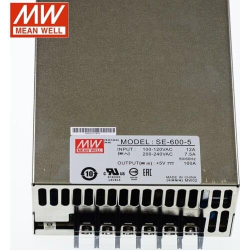 SE-600-5 MEAN WELL 500W 5V Switching Power Supply 110V/220V AC to 5V DC 100A 500W Meanwell dc Power Supply Unit Transformer PSU