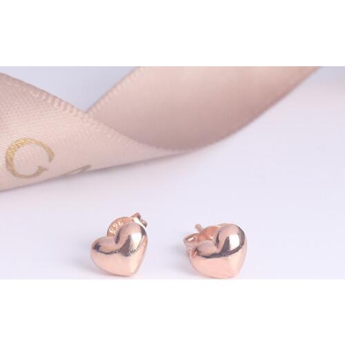 Fashion Element Stud Earrings for Women Earring Simple Jewelry Rose Gold Heart-shaped 3D Pattern Earings Party Gift