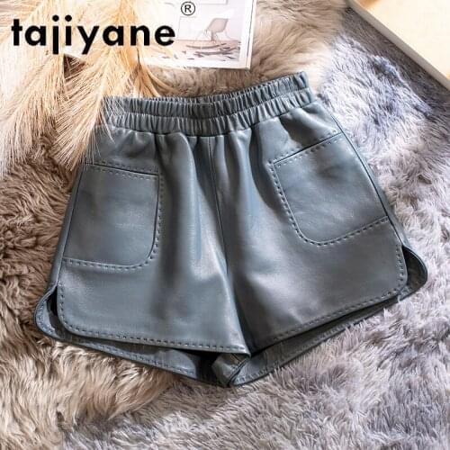 Women for Shorts Genuine Leather Shorts Female Real Sheepskin High Waist Trousers Woman Cloth Spodenki Damskie TN2315