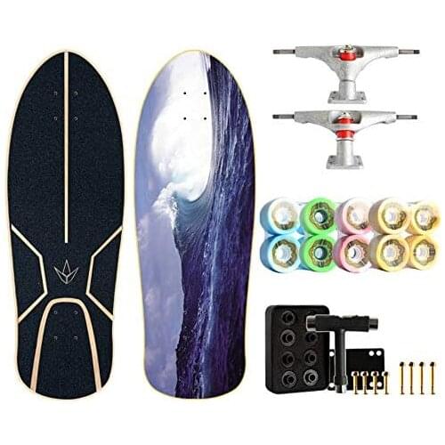 Skateboard 29"X9.8",7-Layer Maple Womens Mini Skateboard Carver Land Surfboard Pedal Brush Street Skateboard Gift for Beginners