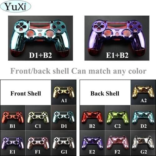 YuXi Replacement Chrome Plating shell Faceplate case repair for PS4 Old Version Controller jds 010 JDM 001 Housing Cover Case