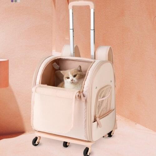 Pet Dog Trolley Backpack Portable Outdoor Cat Carrier Bag Travel Wheeling Suitcase for Pet Travel Case