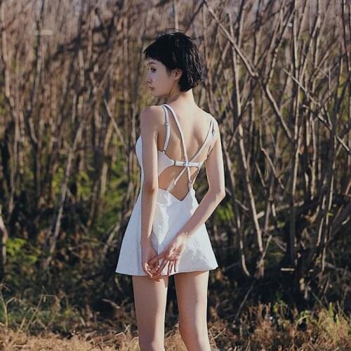 Swimsuits Woman One Piece Swimsuit With Push Up Female Separate May Beach 2020 Covering Sexy New White Solid Polyester