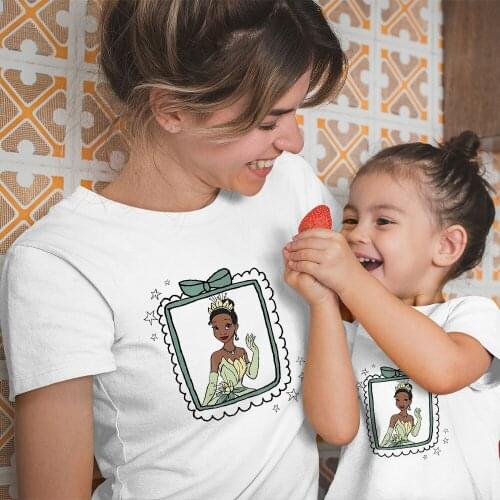 Women Men Baby Girl Boy Disney T-shirts Tiana The Princess And the Frog Cartoon Printing Summer New Products Color T Shirts Cute