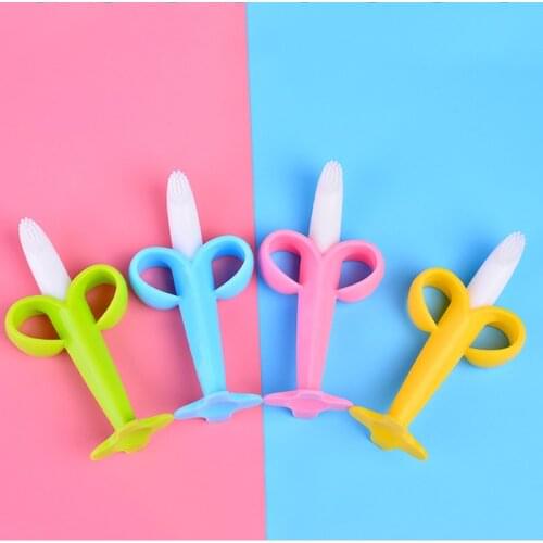 Baby Girls Boys Toothbrush Toddler Solid Food Grade Silicone Teether Newborn Kids Cartoon Teething Infant Chewing Toy